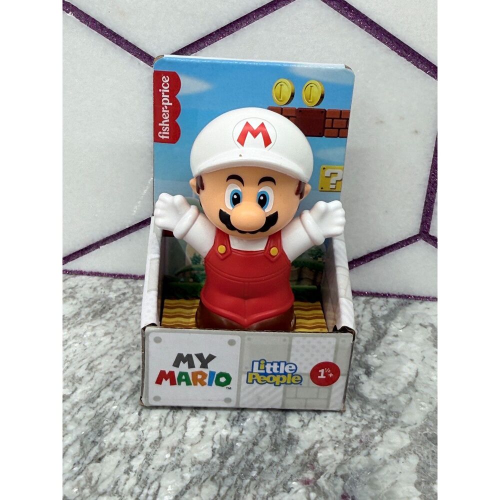 RARE Fisher Price Little People My Mario Fire Figure NEW Super Mario Galaxy